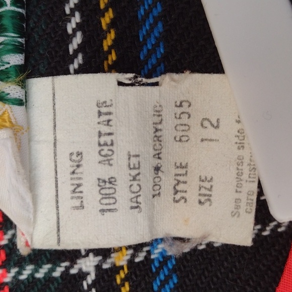 70s Murr's of California Red Plaid Jacket Vintage Size 12 - Picture 9 of 10